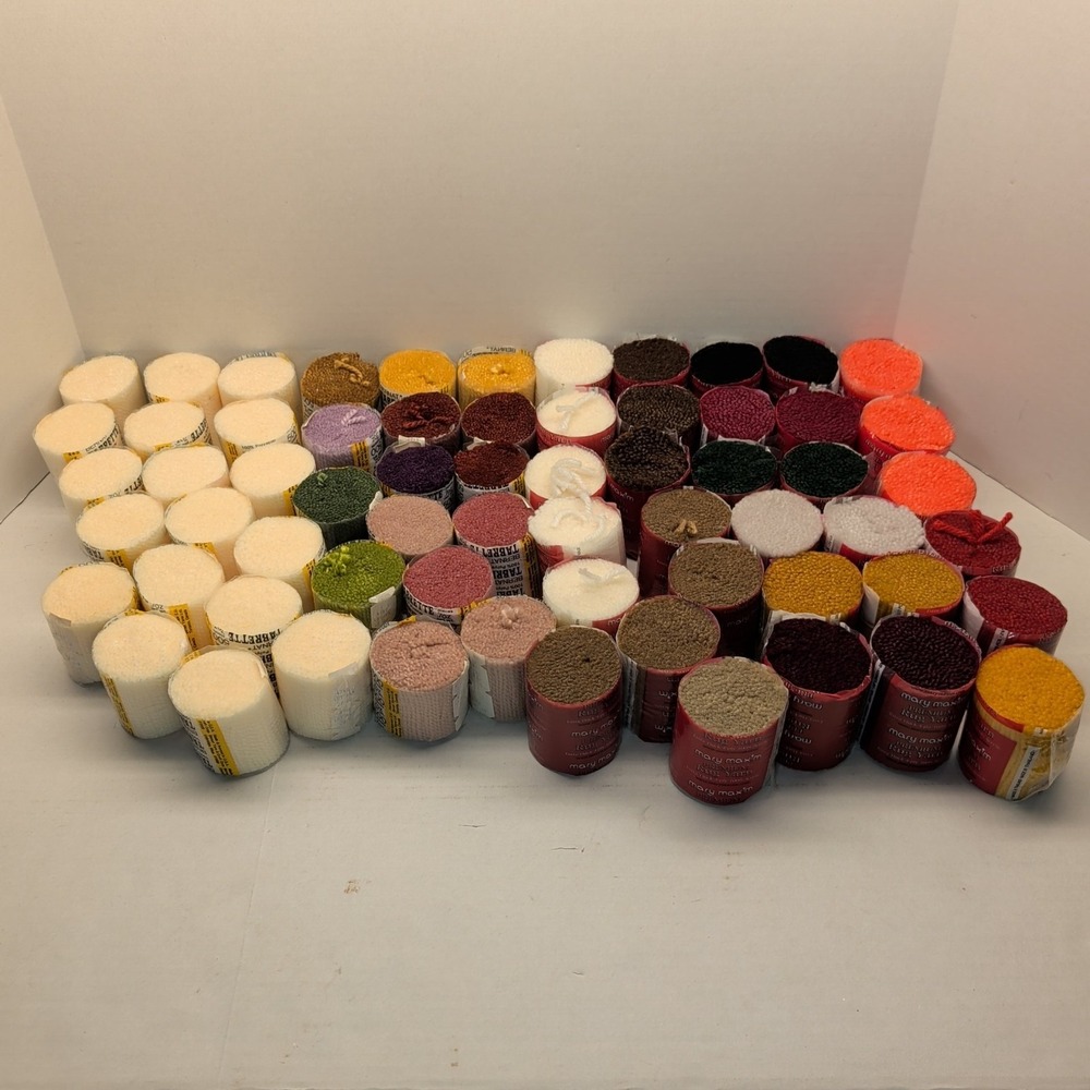 Lot 60+ Bernat Tabrette Mary Maxim Latch Hook Precut Rug Yarn Polyester Acrylic